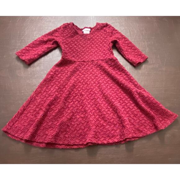 Bonnie Jean Girls 6X Burgundy Sparkle Textured Fit & Flare Holiday Party Dress - Picture 1 of 6